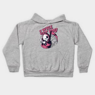 Cute Grim Reaper Halloween Kawaii Skull - I Will Get You Kids Hoodie